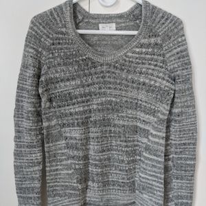 Lou & Grey Cozy Alpaca Gray White Hi-Lo Sweater
